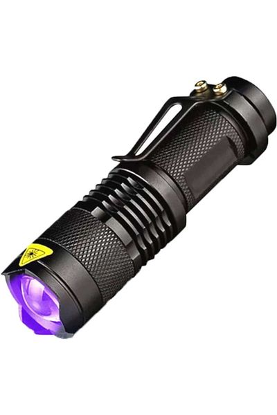 OEM Powerful UV Flashlight 395nm with Adjustable Light Focus, Black Metal Casing