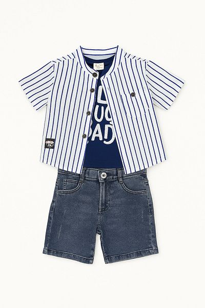 SeaBubbles Boys' Suit with Striped Shirt 3 Pieces