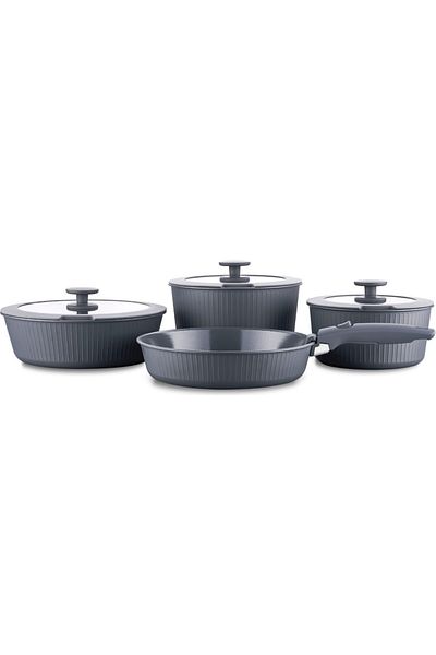 KORKMAZ 8 Piece Beige Cookware Set