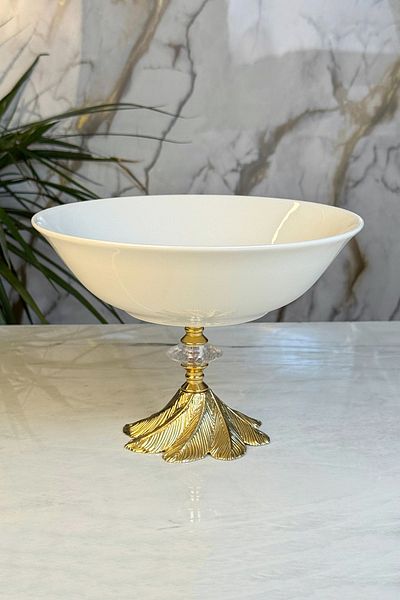 MAY HOME Porcelain Bowl & Salad Fruit Appetizer Presentation with Metal Legs