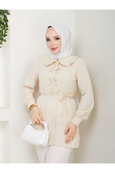 SHİROSA μουσουλμανική τουνίκ με λεπτομέρεια φιόγκου στο λαιμό