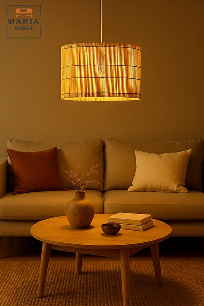 MARIA HOMES Cylindrical Bamboo Pendant Light