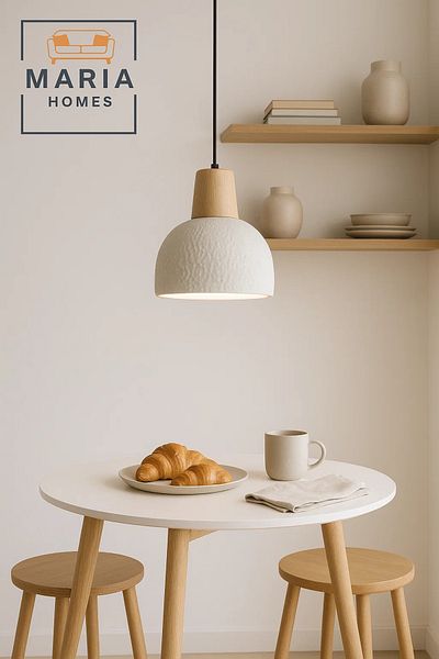 MARIA HOMES Glossy White Drum Pendant Light