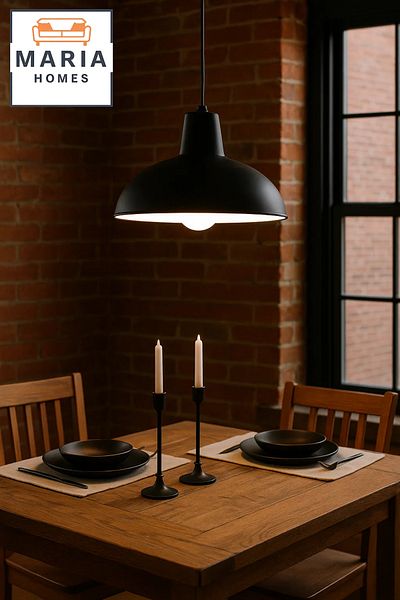 MARIA HOMES Industrial Black Metal Pendant Light