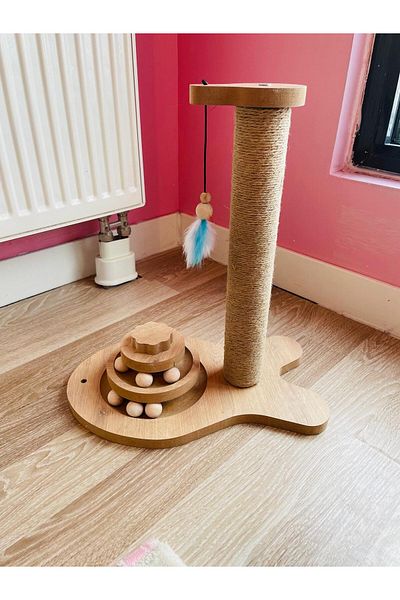 pethomealpi Cat Toy with Cat Scratching and Wooden Ball 44 cm