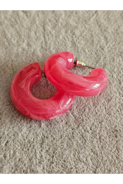 SiestaAccessories Dark Pink Color Acrylic Hoop Earrings