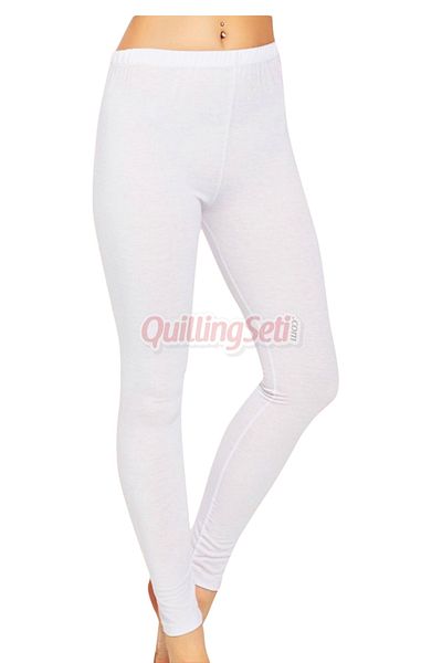 quilling Confort și elasticitate împreună: țesătură din bumbac și viscoză JNK 1300 Lycra, culoare albă, jambiere pentru femei