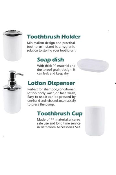 COOYA 6-piece bathroom tool set, fully functional, made of durable plastic, in multiple colors