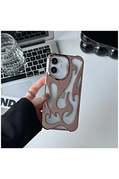 Zebana Apple iPhone 12 Uyumlu Kılıf Zebana Flame Silikon Kılıf Rose Gold