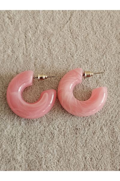 SiestaAccessories Pink Color Acrylic Hoop Earrings