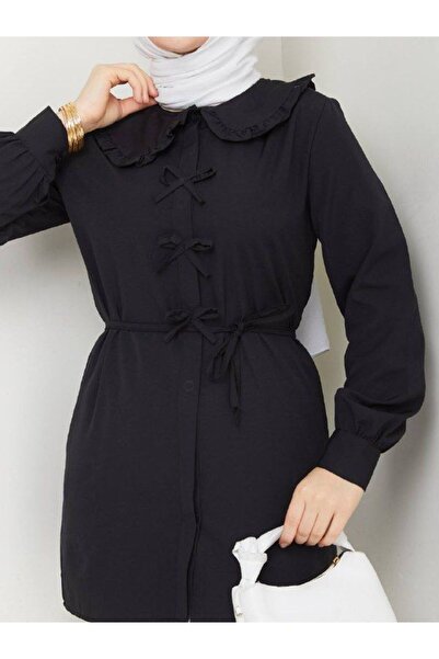 SHİROSA μουσουλμανική τουνίκ με λεπτομέρεια φιόγκου στο λαιμό