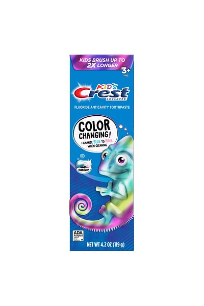 CREST Toothpaste for Kids, Crest, Kids Chameleon, Advanced Enamel Protection, Age 3+, Bubble Gum Flavour