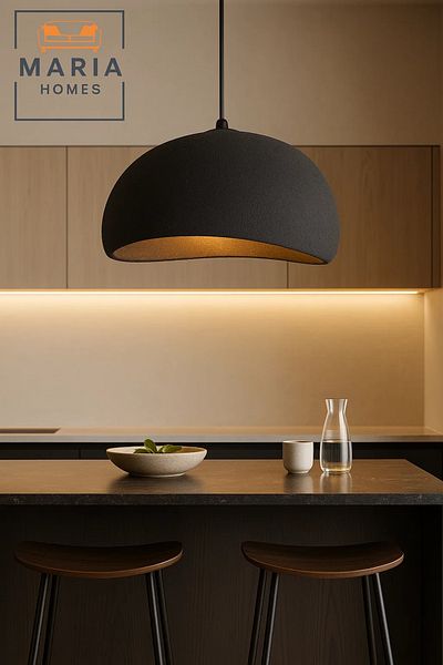 MARIA HOMES Matte Black Dome Pendant Light