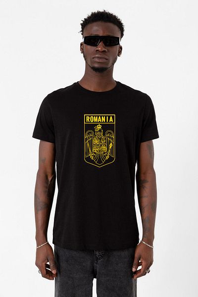 Tshirthane Ρουμανία Coat Arms Μαύρο ανδρικό μπλουζάκι