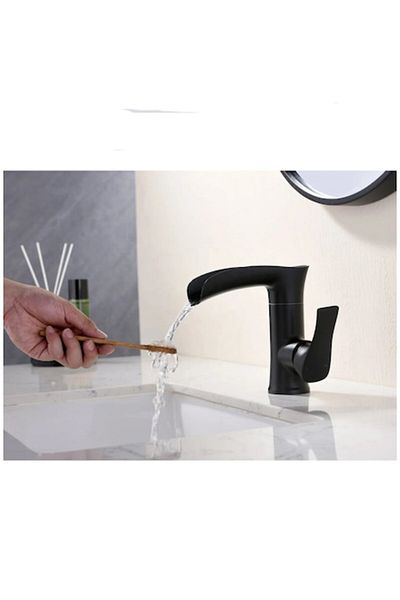 24 7 Life Baterie Lavoar Cascada, Monocomanda, Finisaj Cromat, Modern pentru Baie, Culoare Negru