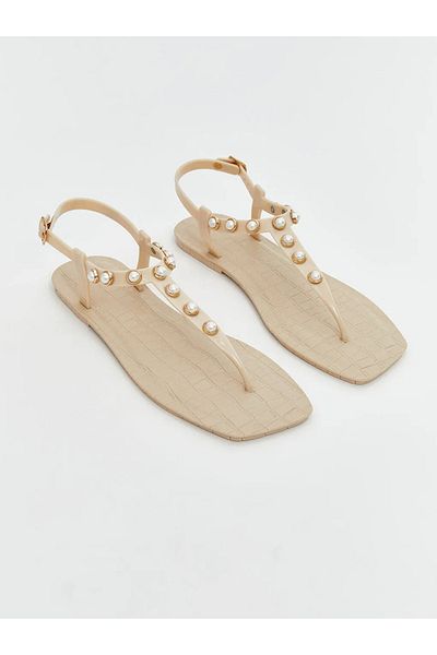 LC Waikiki Lcw Steps Black Women's Stone Flip Flops