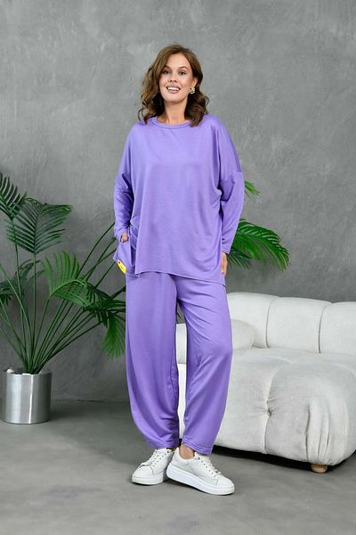 CELT Women's Baggy Model Oversize Double Top-Top Set - Purple