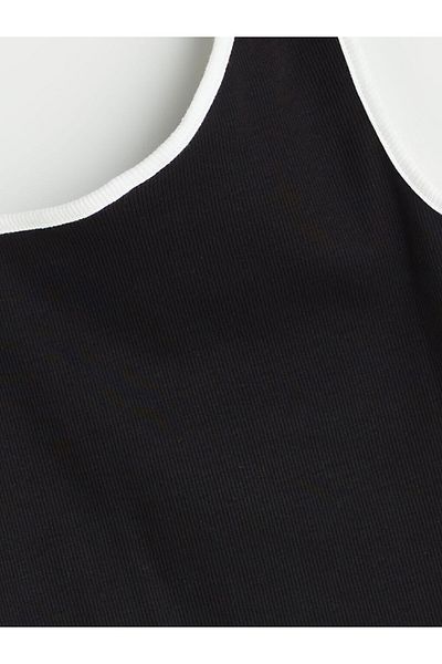 LC Waikiki Lcw Kids Black Asymmetrical Collar Girl's Crop Undershirt