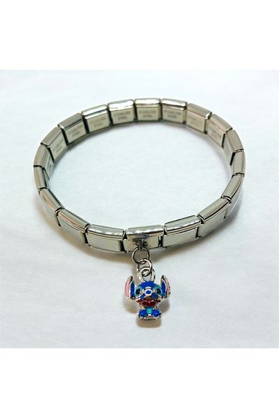 MeSin Store Stitch Figure Steel Charm and Steel Italian Bracelet Combination