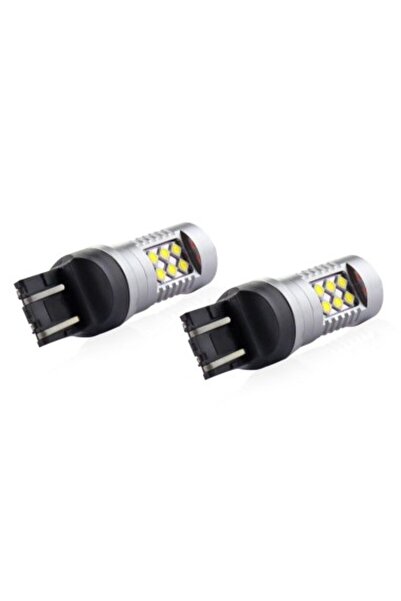 Xenon Bright Set de 2 becuri LED auto, W21/5W, T20, Canbus, 12/24V, alb