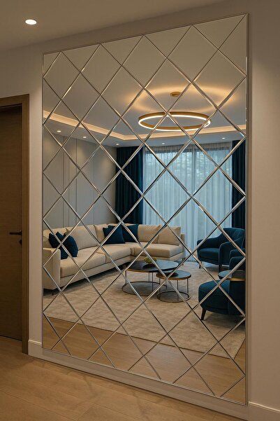 aynagaleri Beyaz Baklava Ayna 200 x 180 Cm