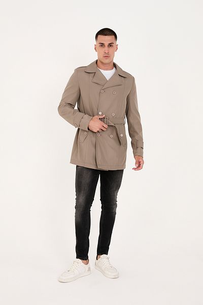 LEBS Belted Men's Seasonal Trench Coat