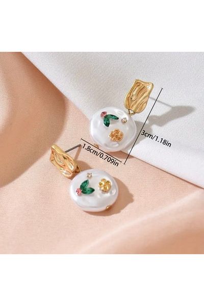 Accessories Vanilla Avenue French Style Flower and Geometric Texture Elegant Bohemian Dangle Casual Women's Earrings