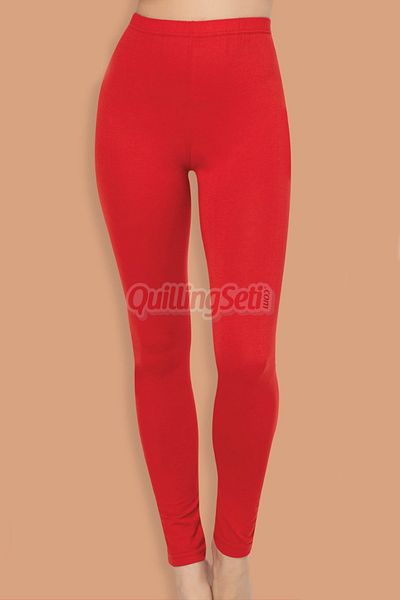 quilling Comfort and Elasticity Together: Cotton Viscose Fabric Jnk 1308 Lycra Red Color Women's Leggings