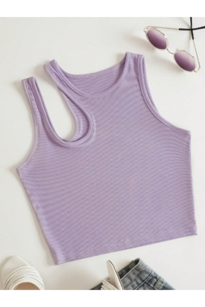 HEREN BUTİK Kadın Kaşkorse Kumaş Askılı Crop Bluz