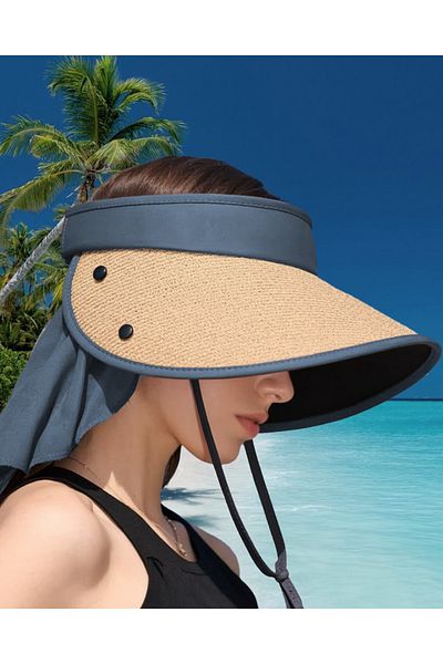 LAGRANZE Wide Brim Visor Hijab Hat with Neck Protector