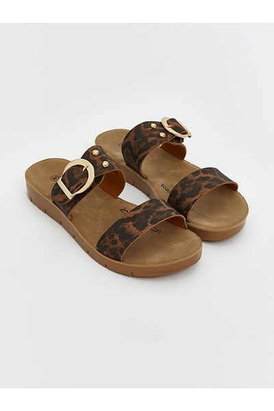 LC Waikiki Lcw Steps Mixed Leather Look Double Banded Women's Slippers