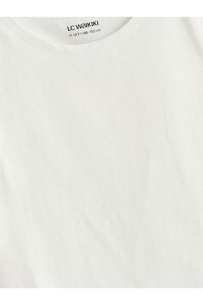 LC Waikiki Lcw Kids Ecru Crew Neck Plain Girl's Undershirt S5Ej62Z4Nvy25