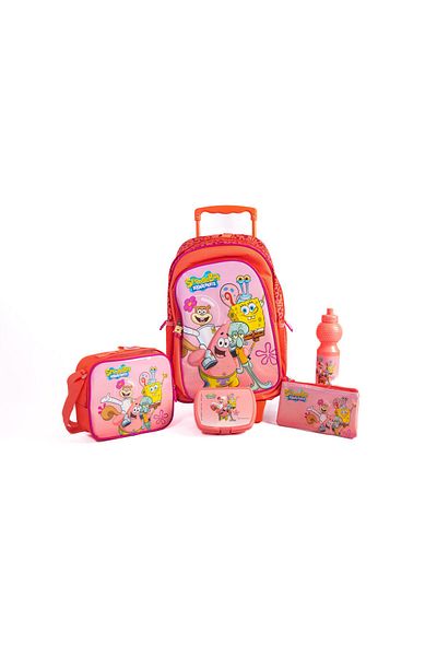 SPONGEBOB 18"TROLLEYBAG+LUNCH BAG+PENCILCASE+WATER BOTTLE+LUNCH BOX