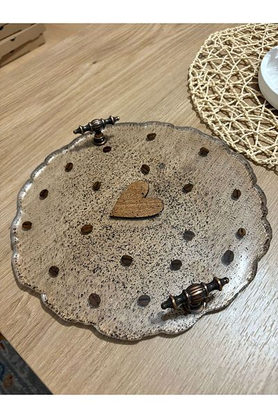 Pelince Coffee Bean Epoxy Resin Tray - Wooden Heart - 25 cm
