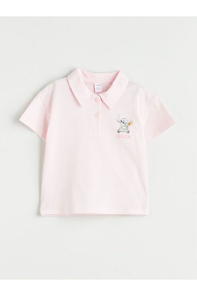 LC Waikiki Tricou pentru copii LCW Kids Pink Crew Neck Stitch imprimat pentru fete