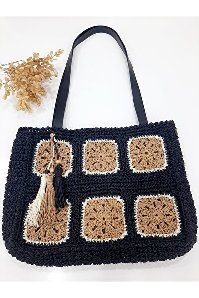 Goshıkı حقيبة كادا نوز ورقية بحزام جلدي منسوج يدويًا (لون أسود) 28x40