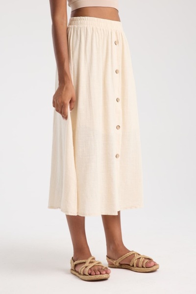 İLKCET MODA Front Button Detailed Midi Skirt