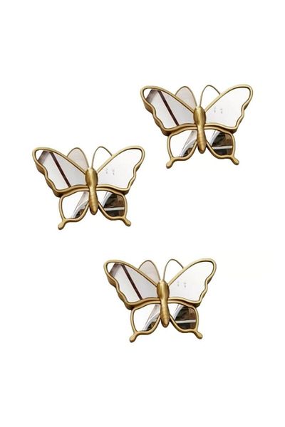 OEM Set 3 oglinzi decorative cu ramă aurie 25x15 cm