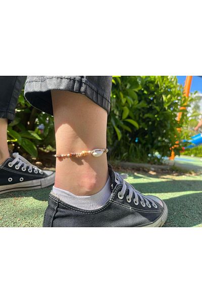 Yubi Small Large Seashell Interstitial Miyuki Strand Anklet