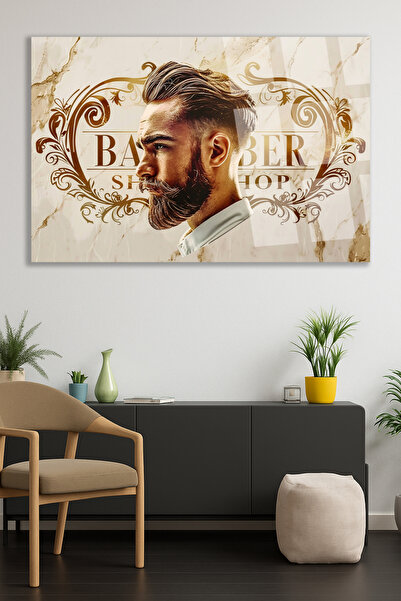 TAULART MODERN BERBER TABLOSU ERKEK KUAFÖRÜ KIRILMAZ CAM TABLO LÜKS HEDİYE ULTA CANLI RENKLER