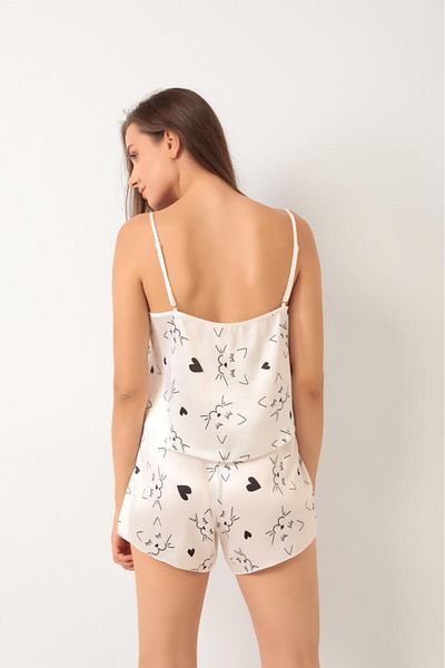 İNKO İÇ GİYİM Set de pijamale din satin cu bretele reglabile