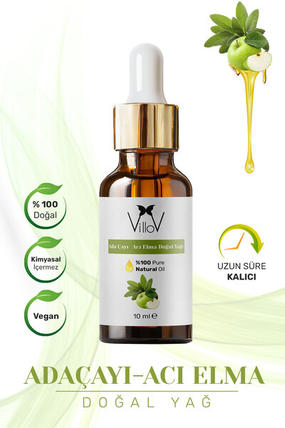 Villov زيت الشاي والتفاح المر العطري المعصور على البارد 100% زيت الشاي الطبيعي النقي والتوت البري والتفاح المر 10 مل