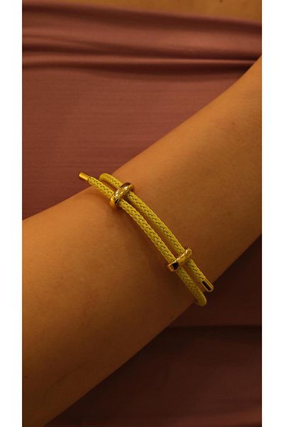 Jerie Gold Adjustable Steel Accessory Detail Rope Bracelet