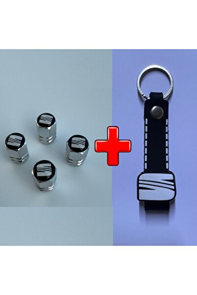 Lazer Store Seat Leon ile Uyumlu Logolu Alüminyum Sibop Kapağı ve Silikon Ana...