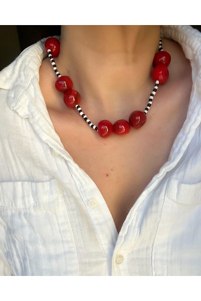 CHARMLUCKY Brand Cherry Bead Necklace