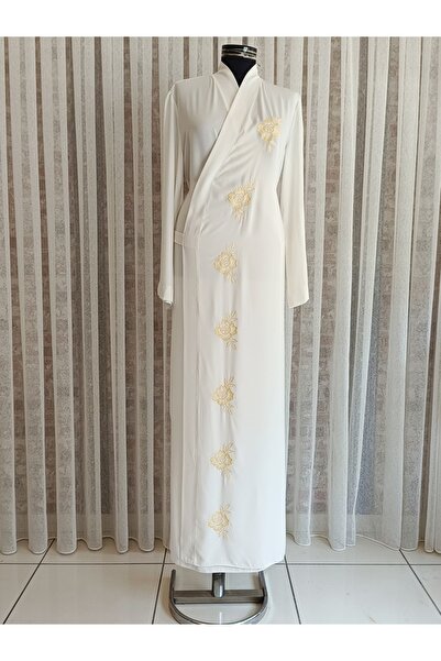 Misue Handmade Medina Silk Κεντητό Δέσιμο Ρόμπα προσευχής+σάλι, Μεταξωτό Peignoir, Προίκα Ρόμπα προσευχής & Peignoir