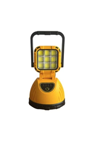 FOXMAG24 Solar work lamp, flashlight type, 20W, with handle, robust, shock-resistant, black/yellow