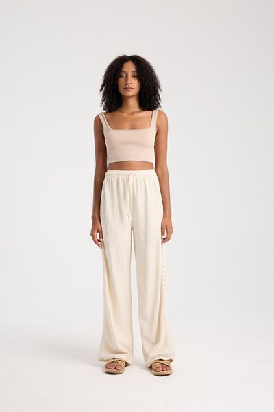 İLKCET MODA Yan Ethnic Patterned Oversize Linen Trousers