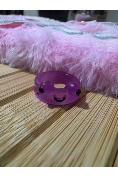 Herşey Nota Sevimli Mor Kurbağa Reçine Çocuk Yüzük – Sabit Ölçülü Karikatür F...