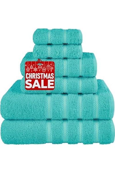 Safi Plus 6-Piece Cotton Towels Premium Quality 600 GSM Super Soft Bath Towels - Turquoise